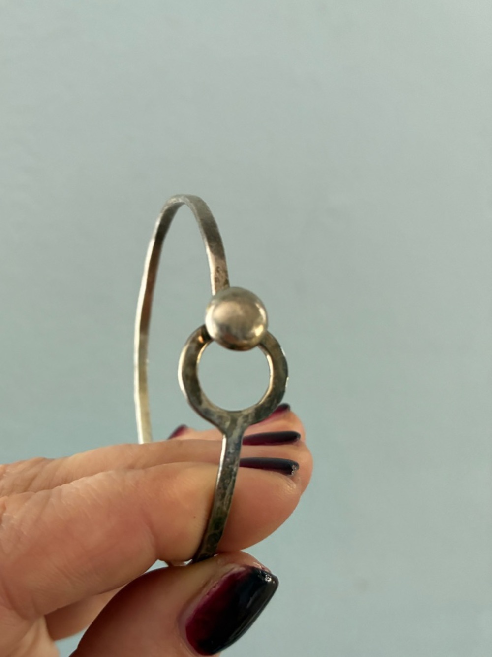 Sterling Silver Circle Accent Bangle Bracelet - Silver